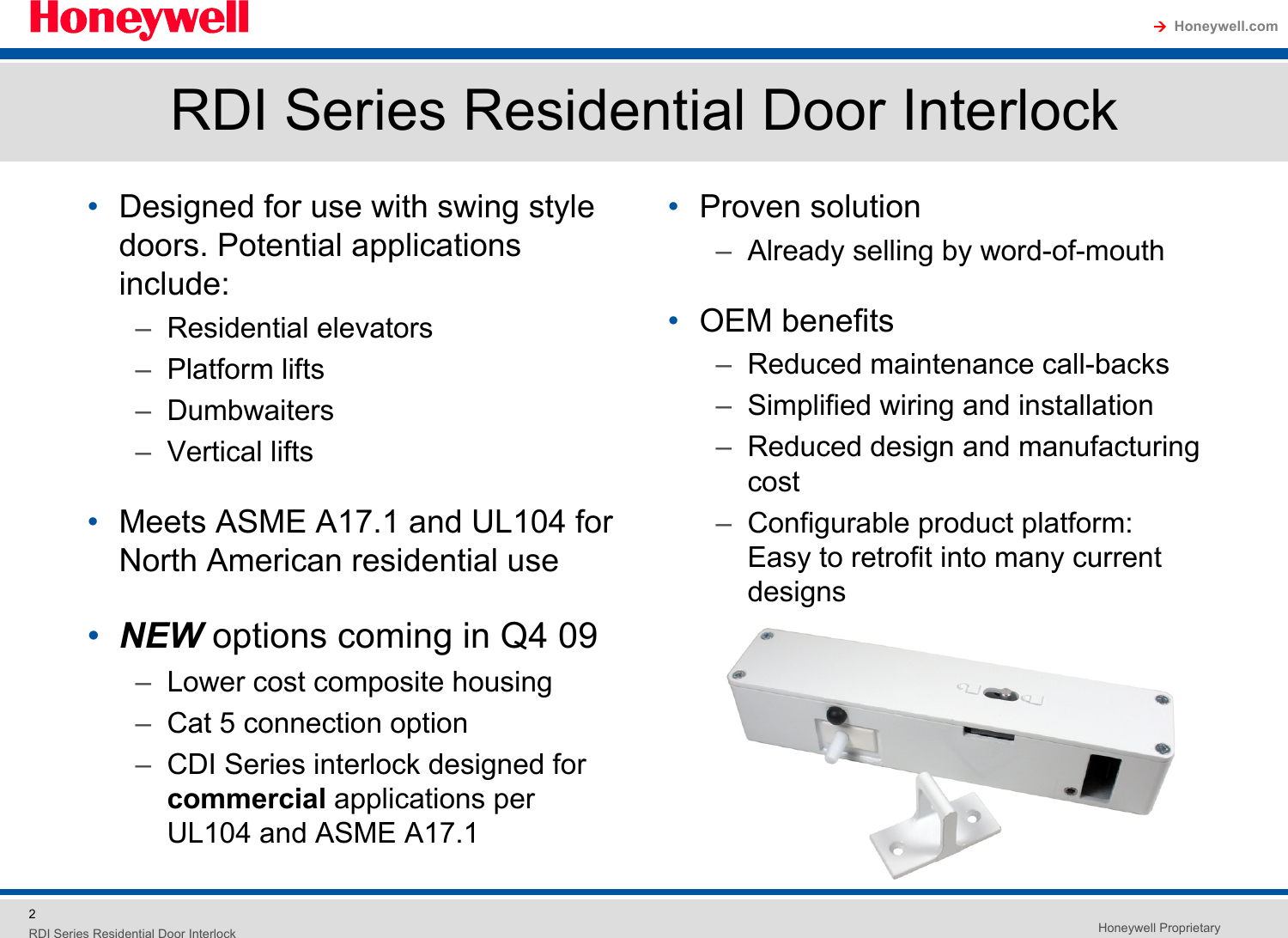 Honeywell Door Rdi Users Manual Swing Interlock_061509