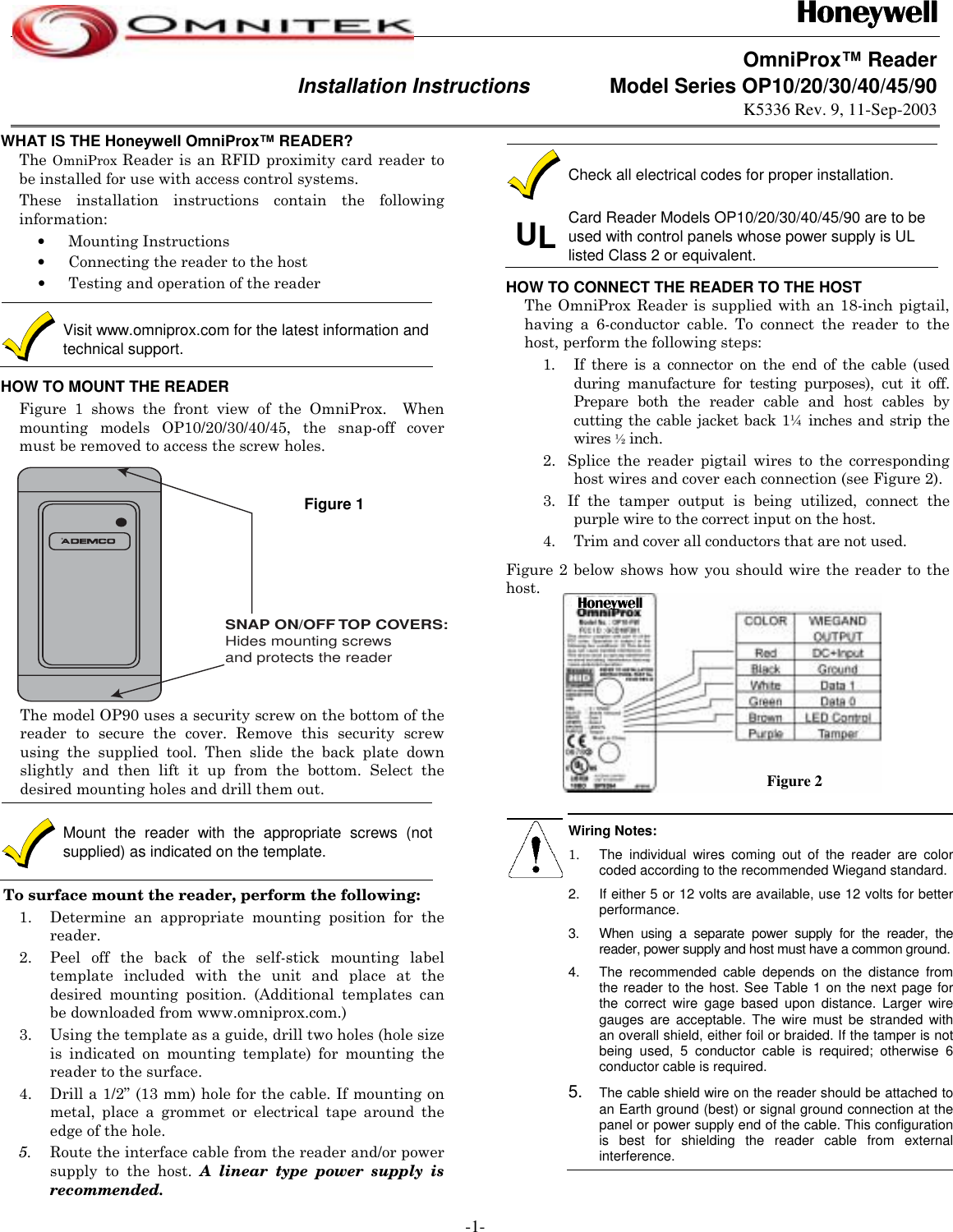 Page 1 of 4 - Honeywell Honeywell-Honeywell-Games-Op10-Users-Manual- Ademco Omniprox Installation Manual  Honeywell-honeywell-games-op10-users-manual