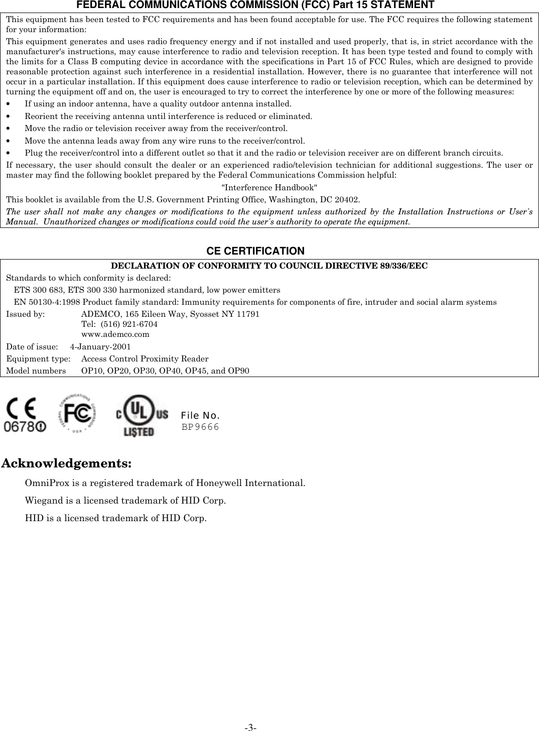 Page 3 of 4 - Honeywell Honeywell-Honeywell-Games-Op10-Users-Manual- Ademco Omniprox Installation Manual  Honeywell-honeywell-games-op10-users-manual