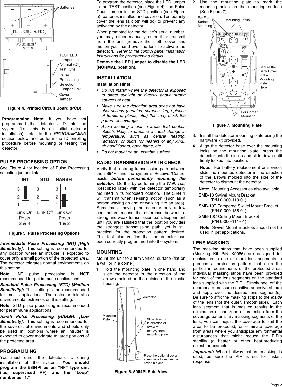 Page 2 of 4 - Honeywell Honeywell-Honeywell-Home-Security-System-5894Pi-Users-Manual K5942V2