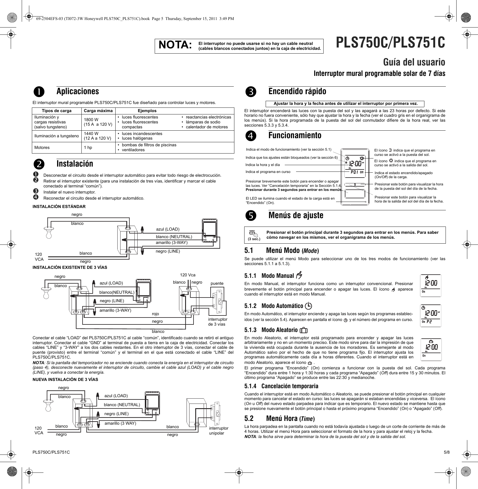 Page 5 of 8 - Honeywell Honeywell-Honeywell-Home-Theater-Screen-Pls750C-Users-Manual- 69-2504EFS-03 (TI072-3W PLS750C_PLS751C)  Honeywell-honeywell-home-theater-screen-pls750c-users-manual