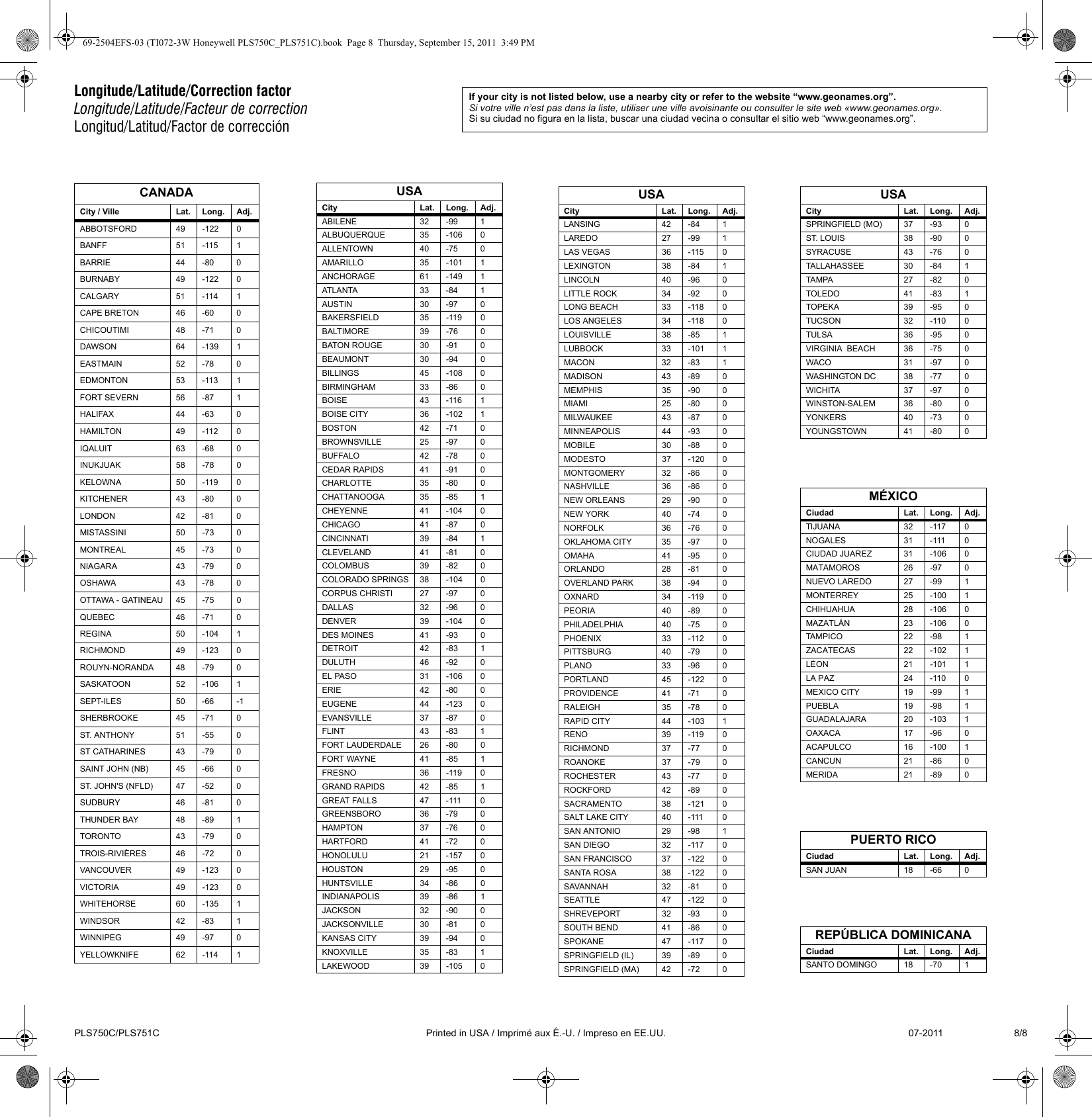 Page 8 of 8 - Honeywell Honeywell-Honeywell-Home-Theater-Screen-Pls750C-Users-Manual- 69-2504EFS-03 (TI072-3W PLS750C_PLS751C)  Honeywell-honeywell-home-theater-screen-pls750c-users-manual