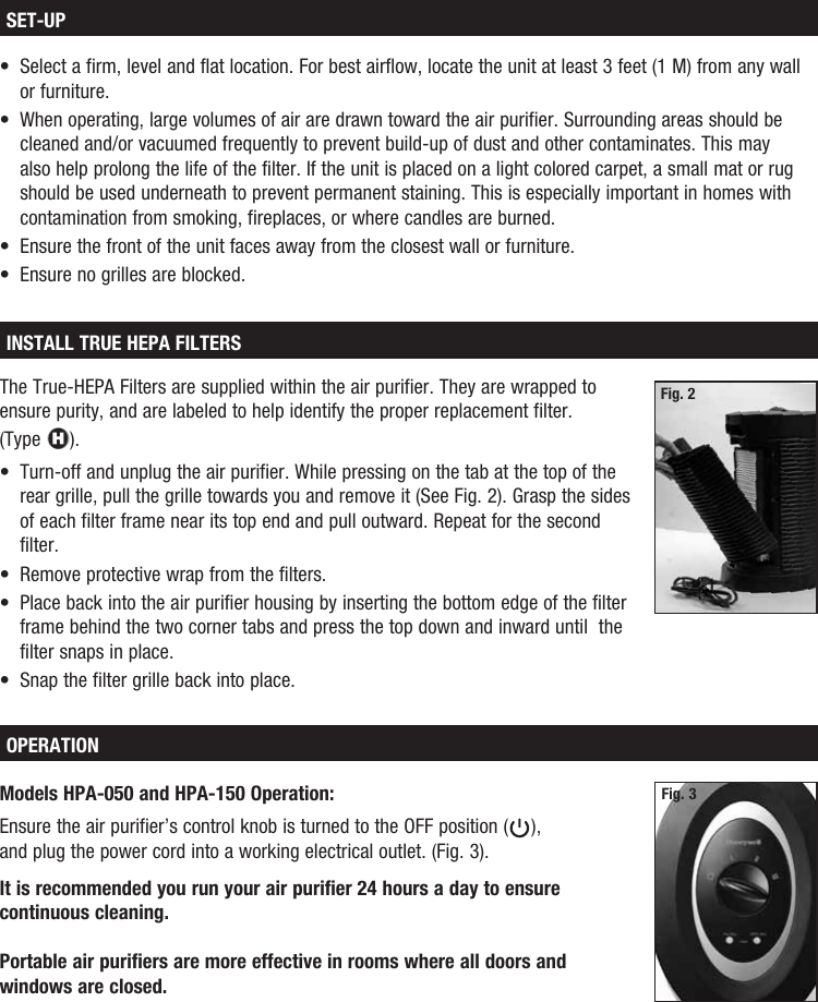 Page 3 of 6 - Honeywell Honeywell-Honeywell-Hpa-050-Air-Purifier-Hpa050-Users-Manual-  Honeywell-honeywell-hpa-050-air-purifier-hpa050-users-manual