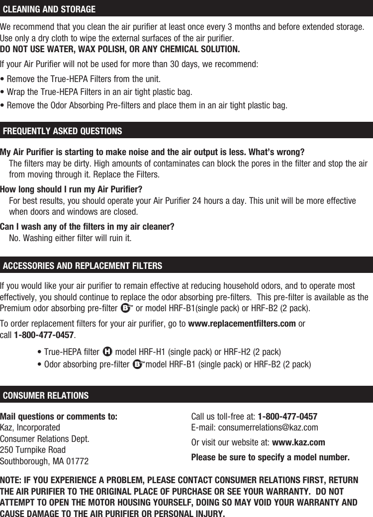 Page 5 of 6 - Honeywell Honeywell-Honeywell-Hpa-050-Air-Purifier-Hpa050-Users-Manual-  Honeywell-honeywell-hpa-050-air-purifier-hpa050-users-manual