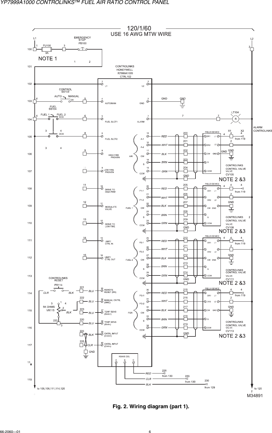 Page 6 of 8 - Honeywell Honeywell-Honeywell-Marine-Instruments-Yp7999A1000-Users-Manual- 66-2060—01 - YP7999A1000 ControLinks™ Fuel Air Ratio Control Panel  Honeywell-honeywell-marine-instruments-yp7999a1000-users-manual