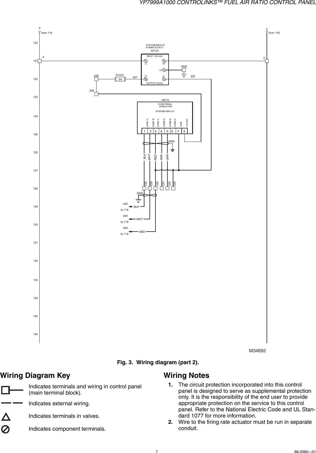 Page 7 of 8 - Honeywell Honeywell-Honeywell-Marine-Instruments-Yp7999A1000-Users-Manual- 66-2060—01 - YP7999A1000 ControLinks™ Fuel Air Ratio Control Panel  Honeywell-honeywell-marine-instruments-yp7999a1000-users-manual