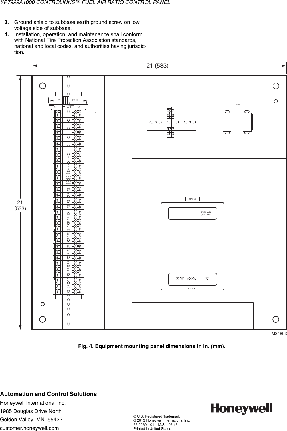 Page 8 of 8 - Honeywell Honeywell-Honeywell-Marine-Instruments-Yp7999A1000-Users-Manual- 66-2060—01 - YP7999A1000 ControLinks™ Fuel Air Ratio Control Panel  Honeywell-honeywell-marine-instruments-yp7999a1000-users-manual