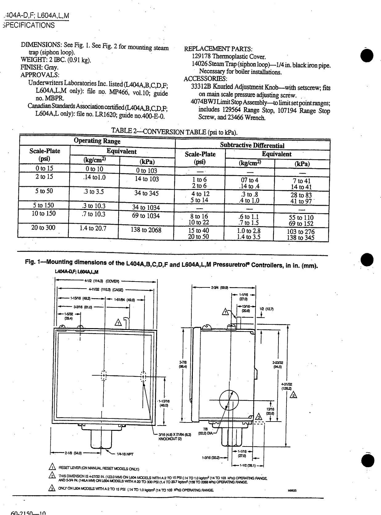 Page 4 of 10 - Honeywell Honeywell-Honeywell-Sleep-Apnea-Machine-L404A-D-Users-Manual- 4b Pressuretrol  Honeywell-honeywell-sleep-apnea-machine-l404a-d-users-manual