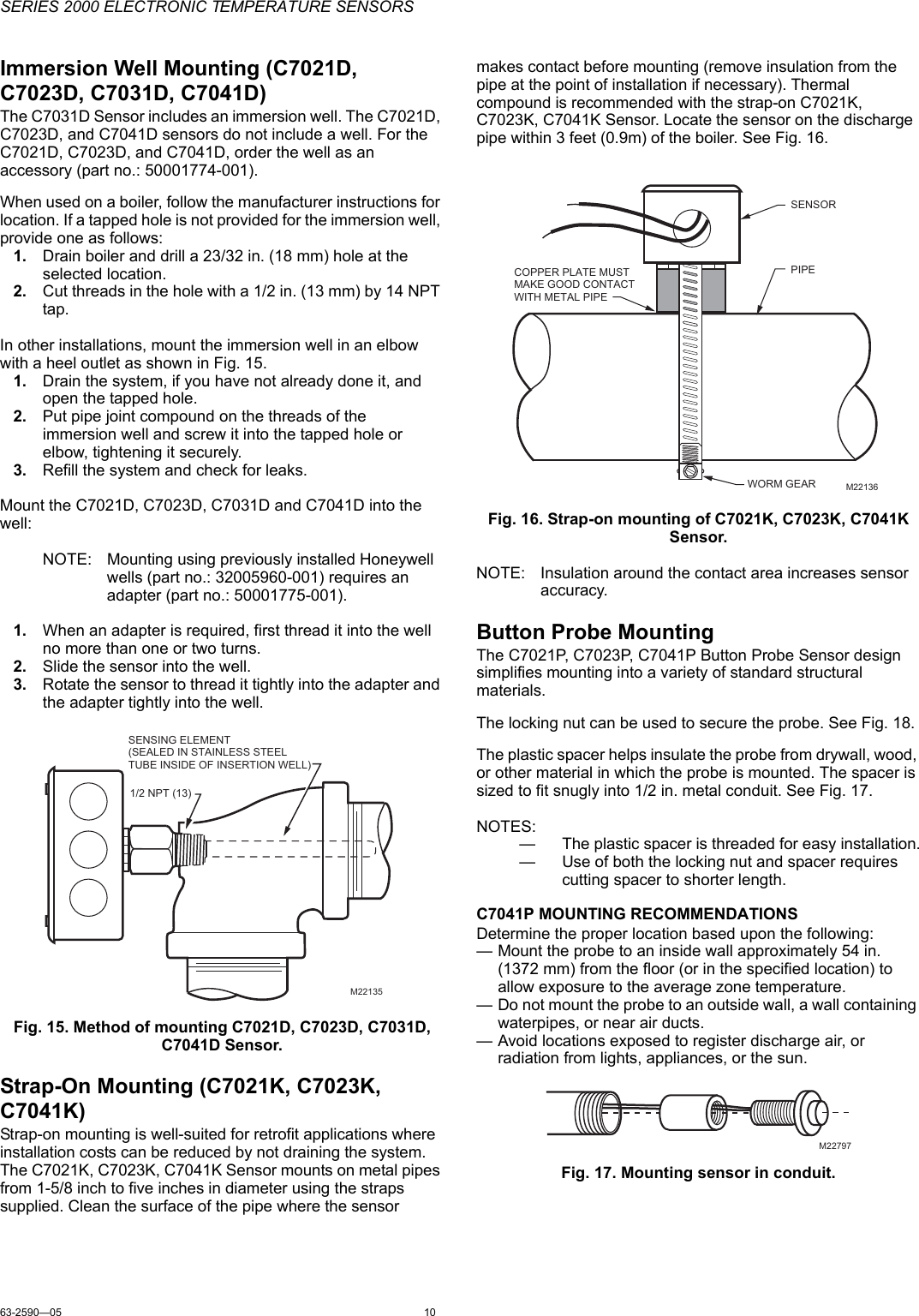 Page 10 of 12 - Honeywell Honeywell-Honeywell-Smoke-Alarm-C-Users-Manual- 63-2590—05 - Series 2000 Electronic Temperature Sensors  Honeywell-honeywell-smoke-alarm-c-users-manual