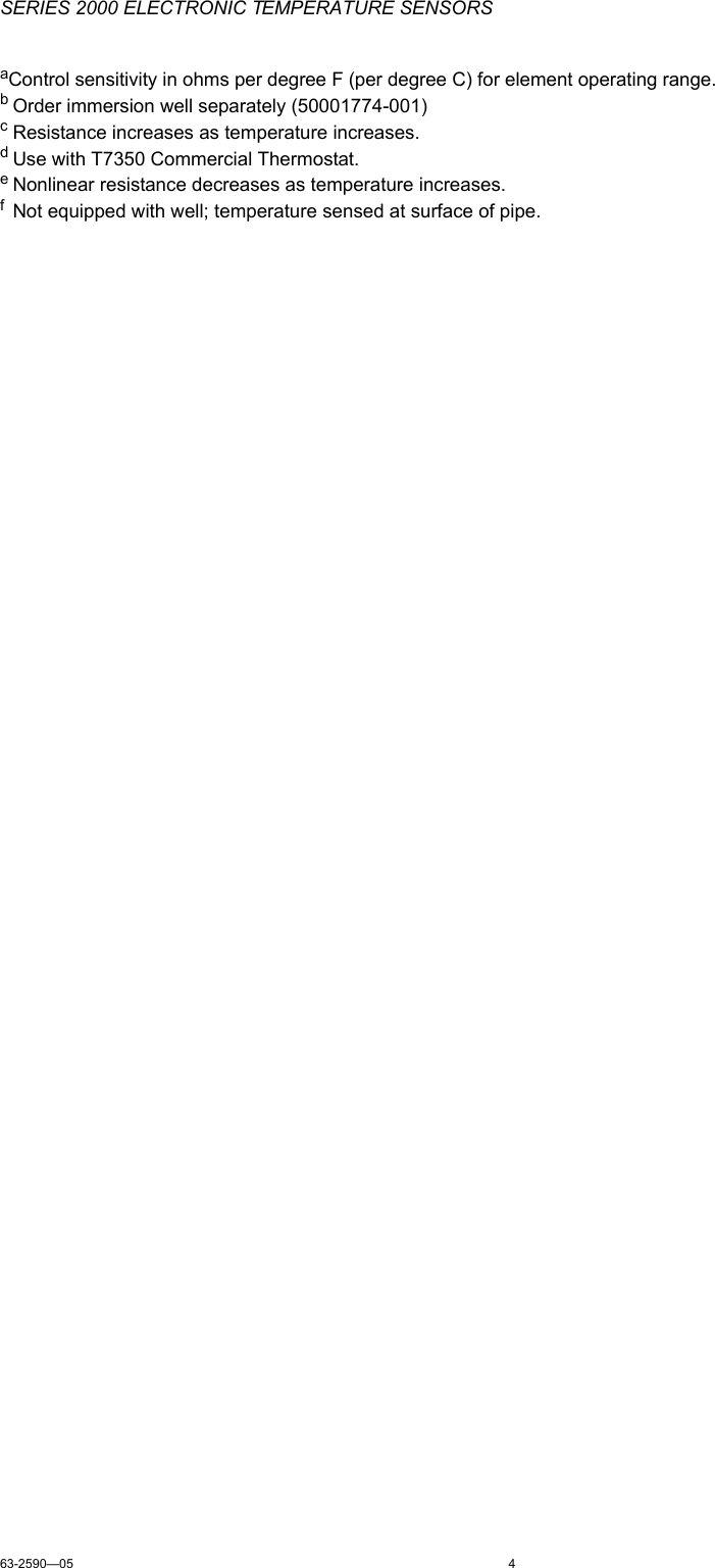 Page 4 of 12 - Honeywell Honeywell-Honeywell-Smoke-Alarm-C-Users-Manual- 63-2590—05 - Series 2000 Electronic Temperature Sensors  Honeywell-honeywell-smoke-alarm-c-users-manual