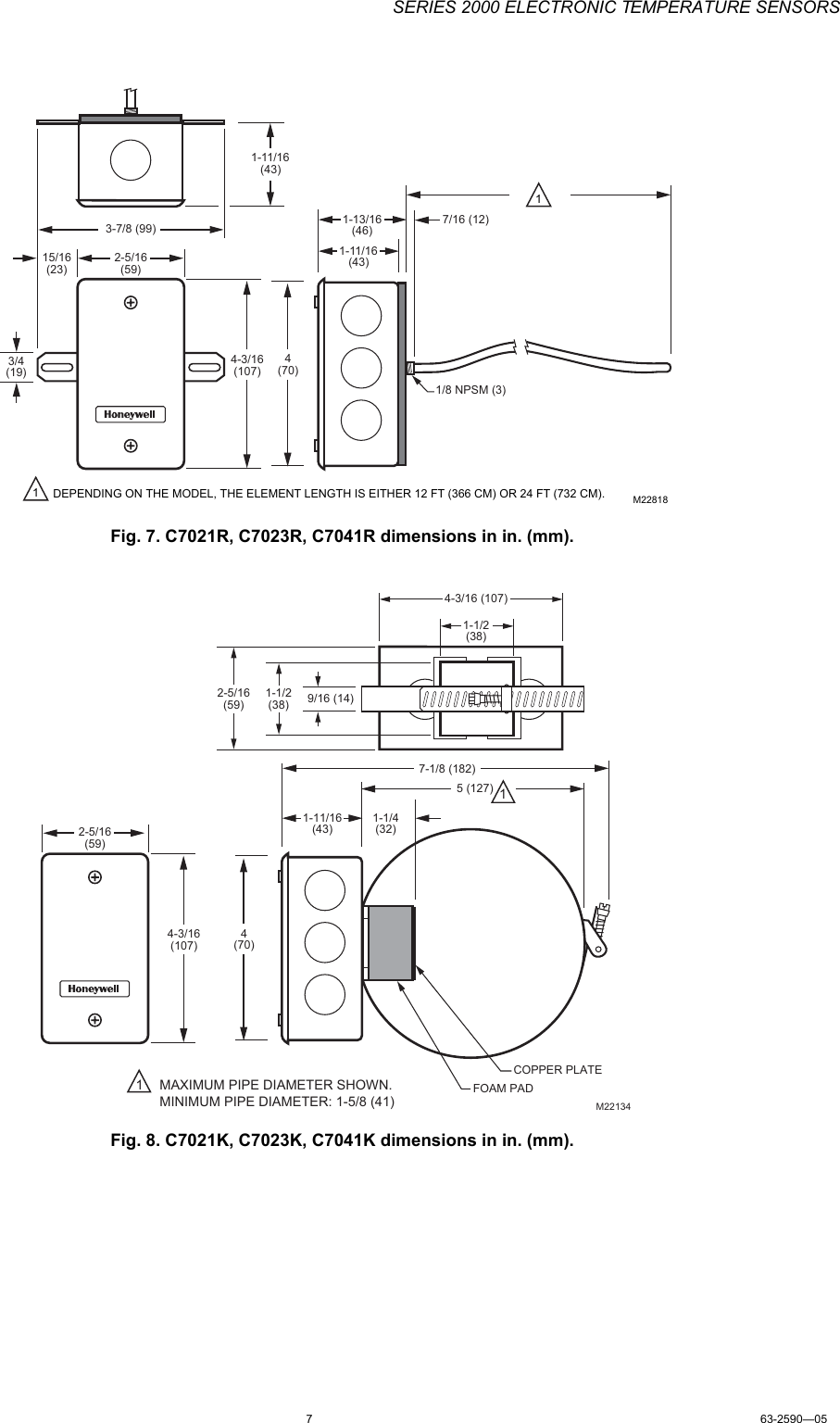 Page 7 of 12 - Honeywell Honeywell-Honeywell-Smoke-Alarm-C-Users-Manual- 63-2590—05 - Series 2000 Electronic Temperature Sensors  Honeywell-honeywell-smoke-alarm-c-users-manual