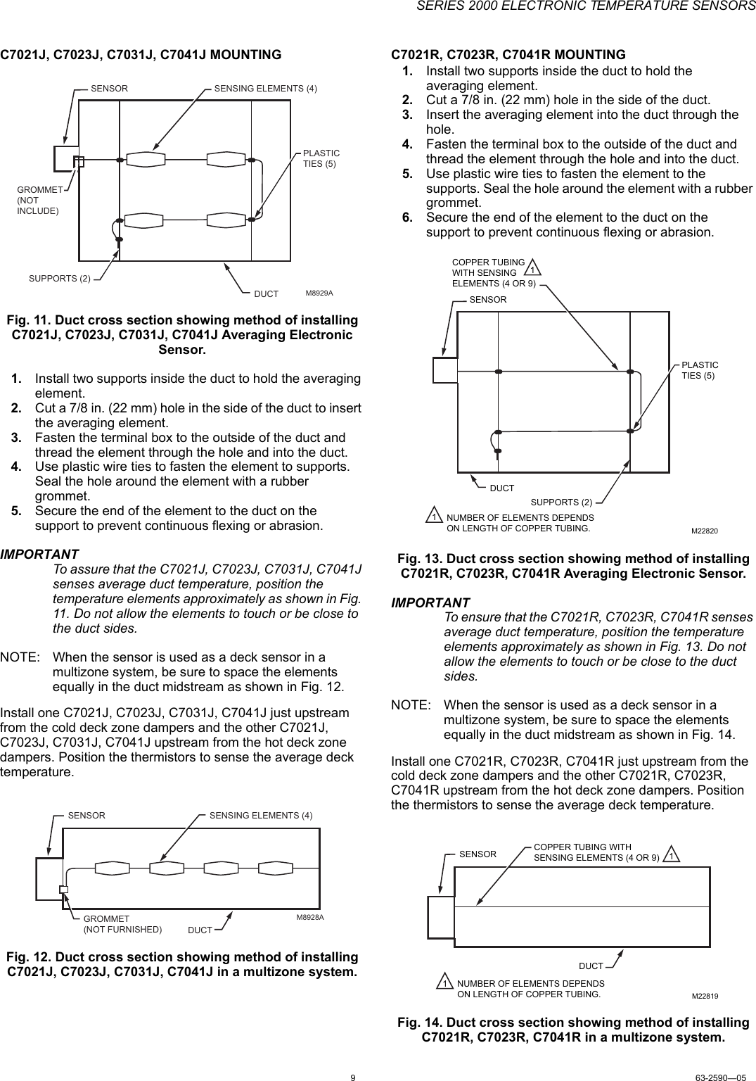 Page 9 of 12 - Honeywell Honeywell-Honeywell-Smoke-Alarm-C-Users-Manual- 63-2590—05 - Series 2000 Electronic Temperature Sensors  Honeywell-honeywell-smoke-alarm-c-users-manual