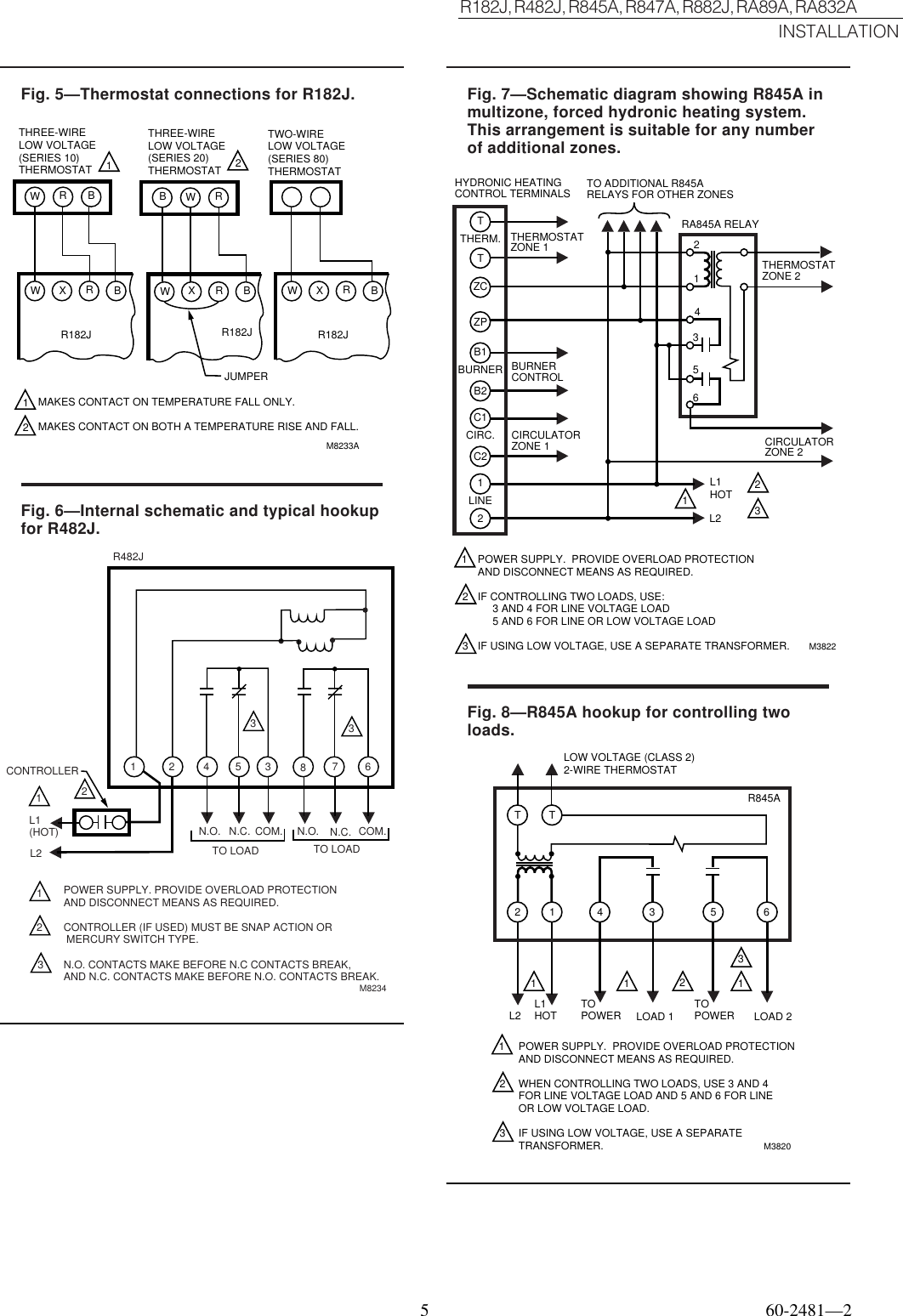 Page 5 of 6 - Honeywell Honeywell-Honeywell-Switch-R182J-Users-Manual- 60-2481 - R182J, R482J, R845A, R847A, R882J, RA89A, RA823A Switching Relays  Honeywell-honeywell-switch-r182j-users-manual