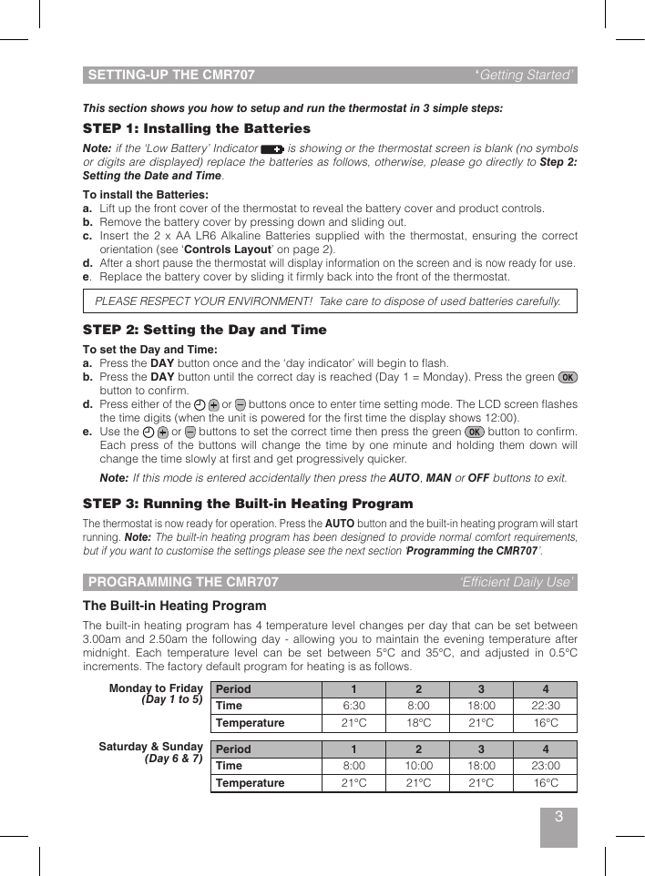 Page 3 of 8 - Honeywell Honeywell-Honeywell-Thermostat-Cmr707A1049-Users-Manual-  Honeywell-honeywell-thermostat-cmr707a1049-users-manual