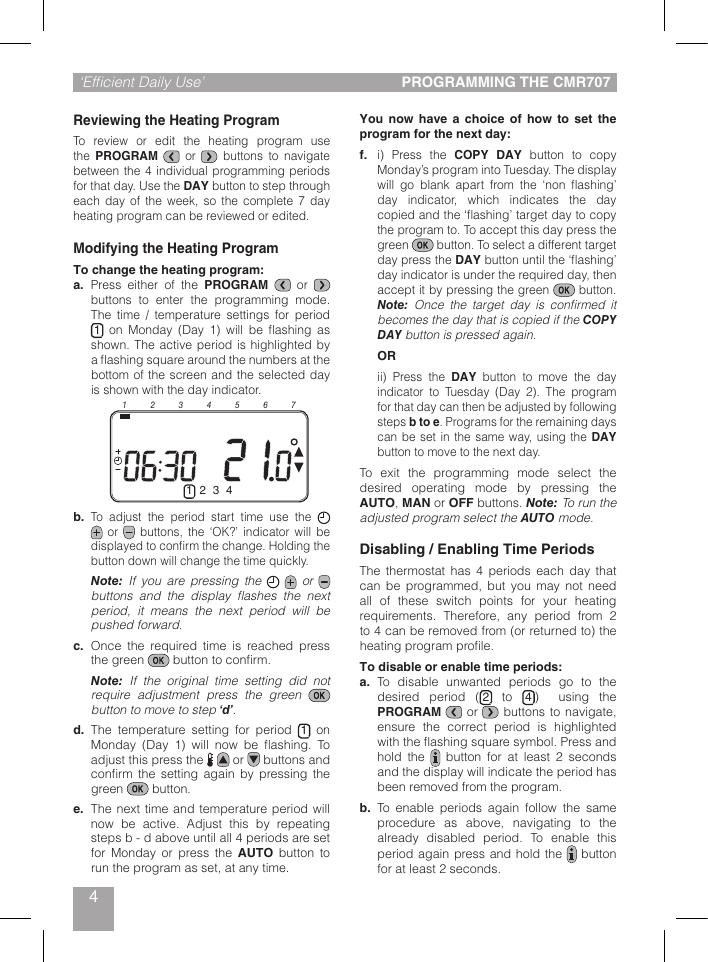 Page 4 of 8 - Honeywell Honeywell-Honeywell-Thermostat-Cmr707A1049-Users-Manual-  Honeywell-honeywell-thermostat-cmr707a1049-users-manual