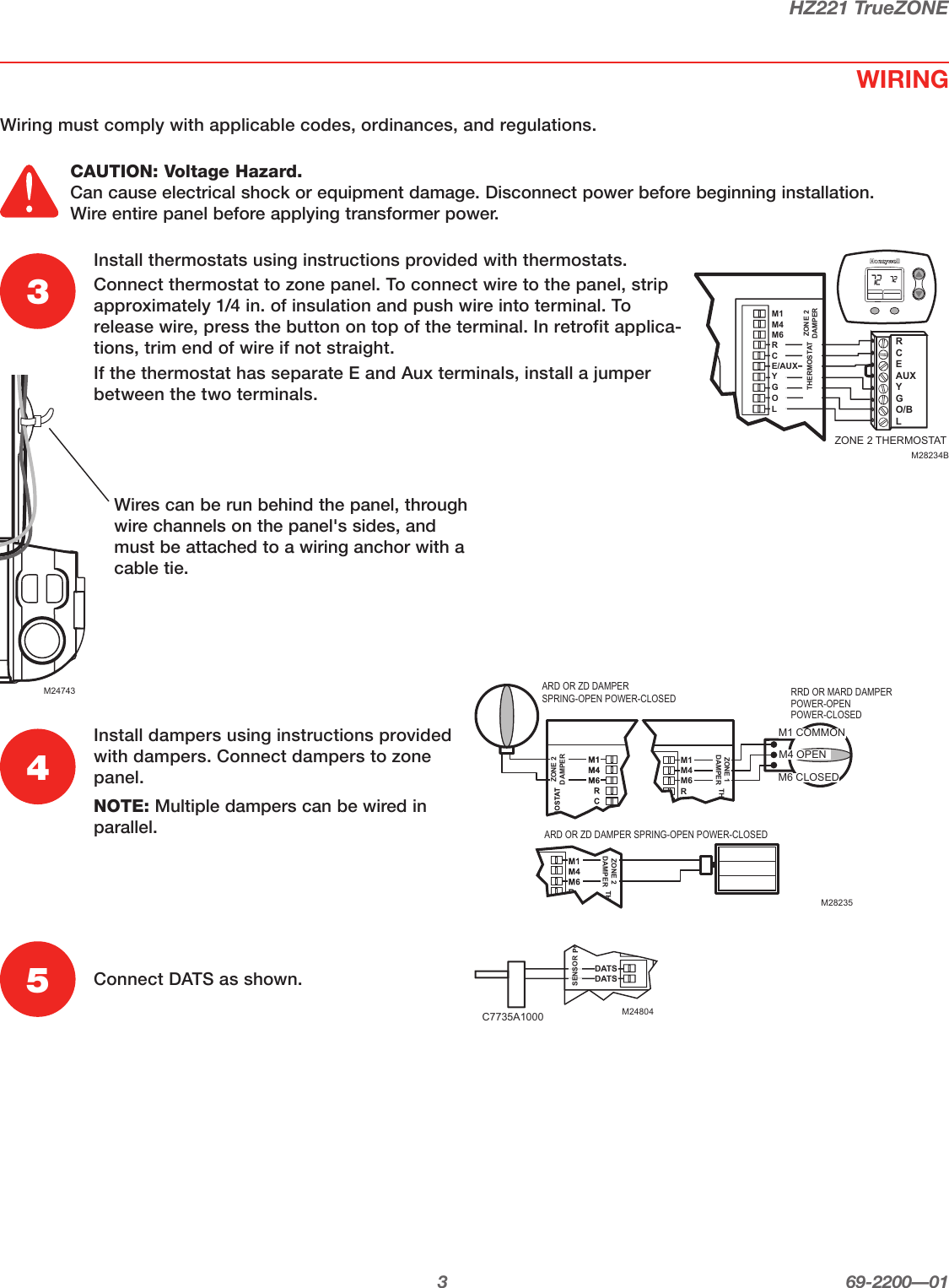 Honeywell Thermostat Hz221 Users Manual 69 2200 01 TrueZONE