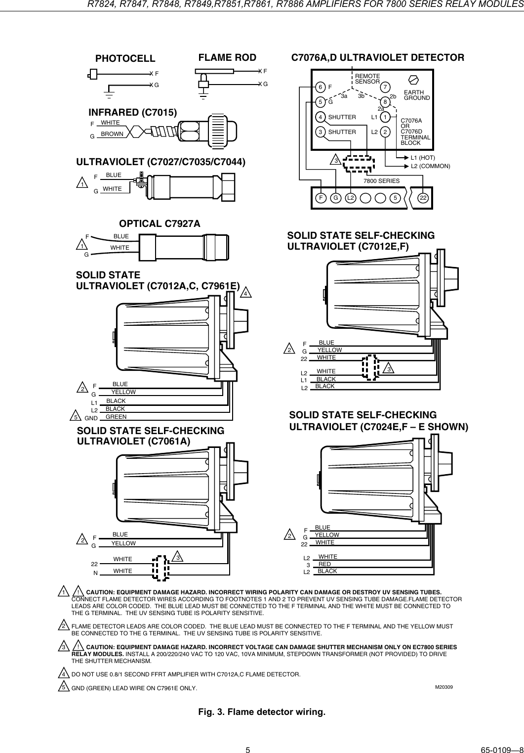 Page 5 of 8 - Honeywell Honeywell-Honeywell-Thermostat-R7847-Users-Manual- 65-0109 - R7824, R7847, R7848, R7849,R7851,R7861, R7886 Amplifiers Fir 7800 SERIES Relay Es  Honeywell-honeywell-thermostat-r7847-users-manual