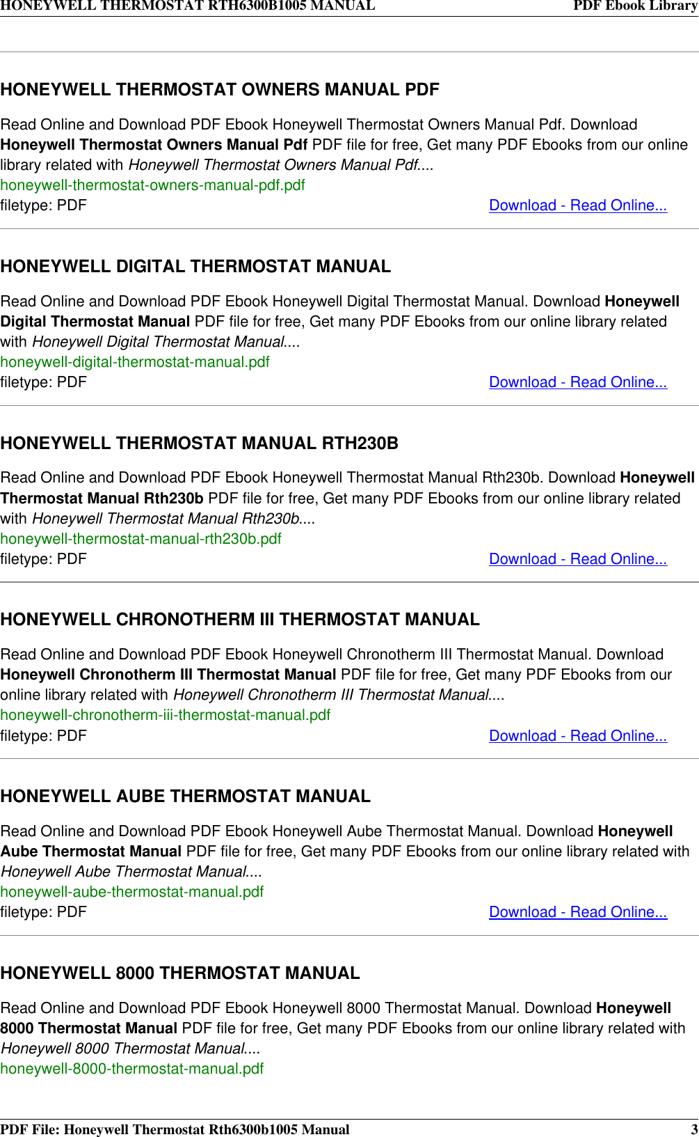 Page 3 of 4 - Honeywell Honeywell-Honeywell-Thermostat-Rth6300B1005-Users-Manual- THERMOSTAT RTH6300B1005 MANUAL  Honeywell-honeywell-thermostat-rth6300b1005-users-manual