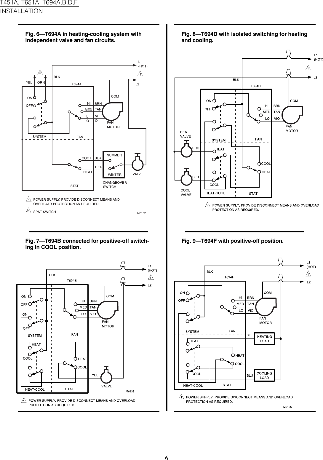 Page 6 of 8 - Honeywell Honeywell-Honeywell-Thermostat-T451A-Users-Manual- 63-2051 - T451A, T651A, T694A,B,D,F Light Duty Line Voltage Thermostats  Honeywell-honeywell-thermostat-t451a-users-manual