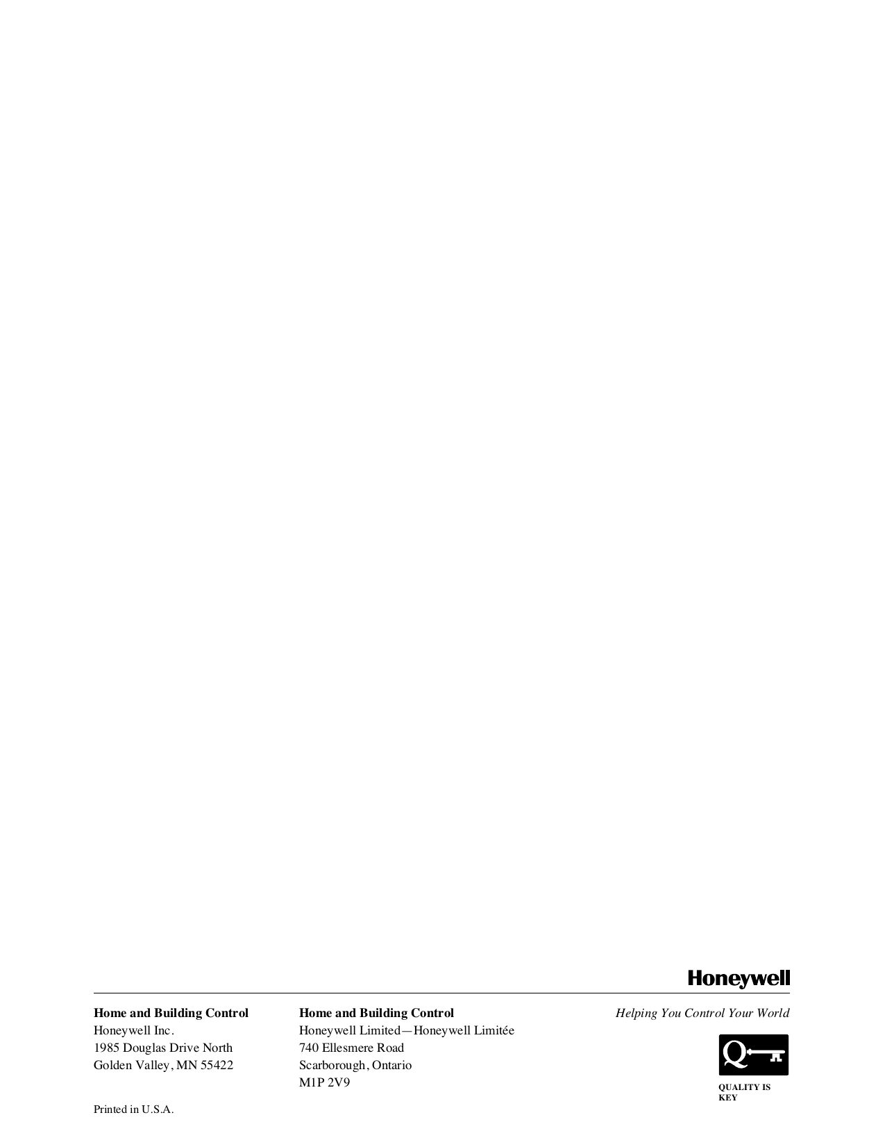 Page 8 of 8 - Honeywell Honeywell-Honeywell-Thermostat-T451A-Users-Manual- 63-2051 - T451A, T651A, T694A,B,D,F Light Duty Line Voltage Thermostats  Honeywell-honeywell-thermostat-t451a-users-manual