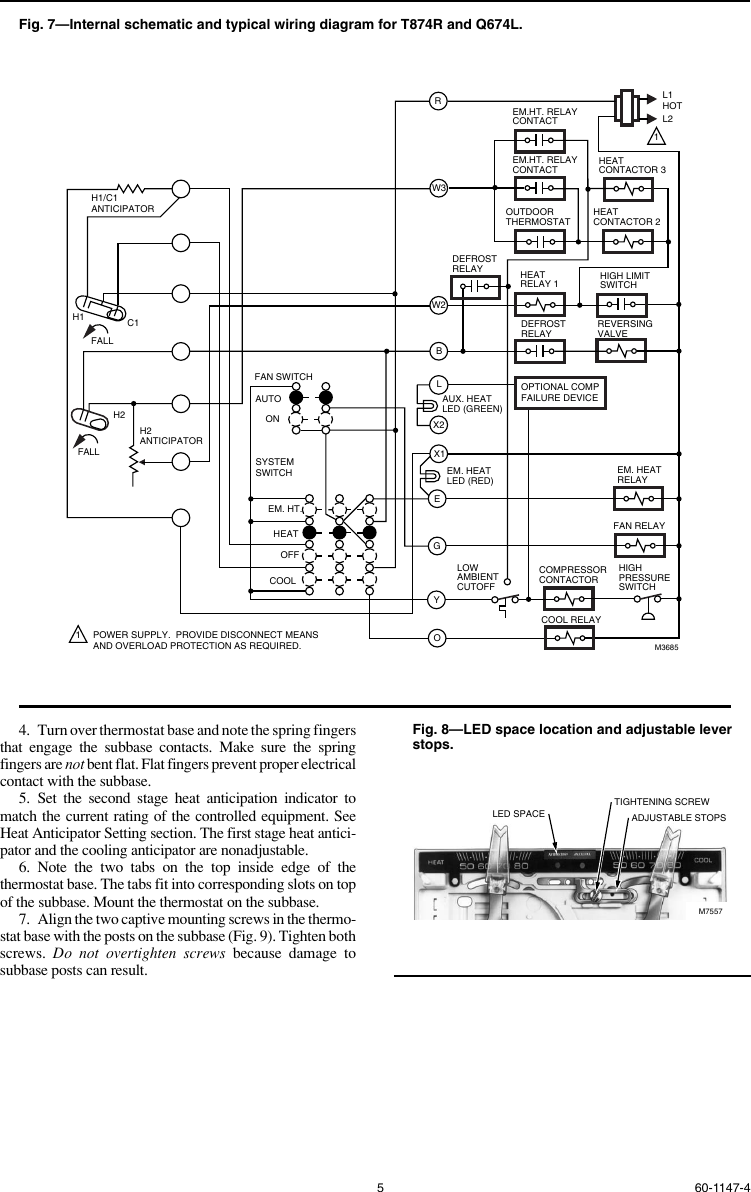 Honeywell Thermostat T874 Q674 Users Manual 60 1147 T874 ...