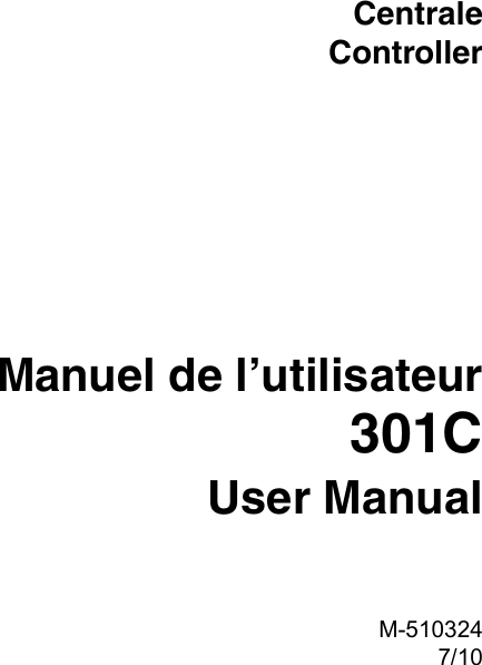 Honeywell Time Clock 301C Users Manual Bilingual_Cover Page