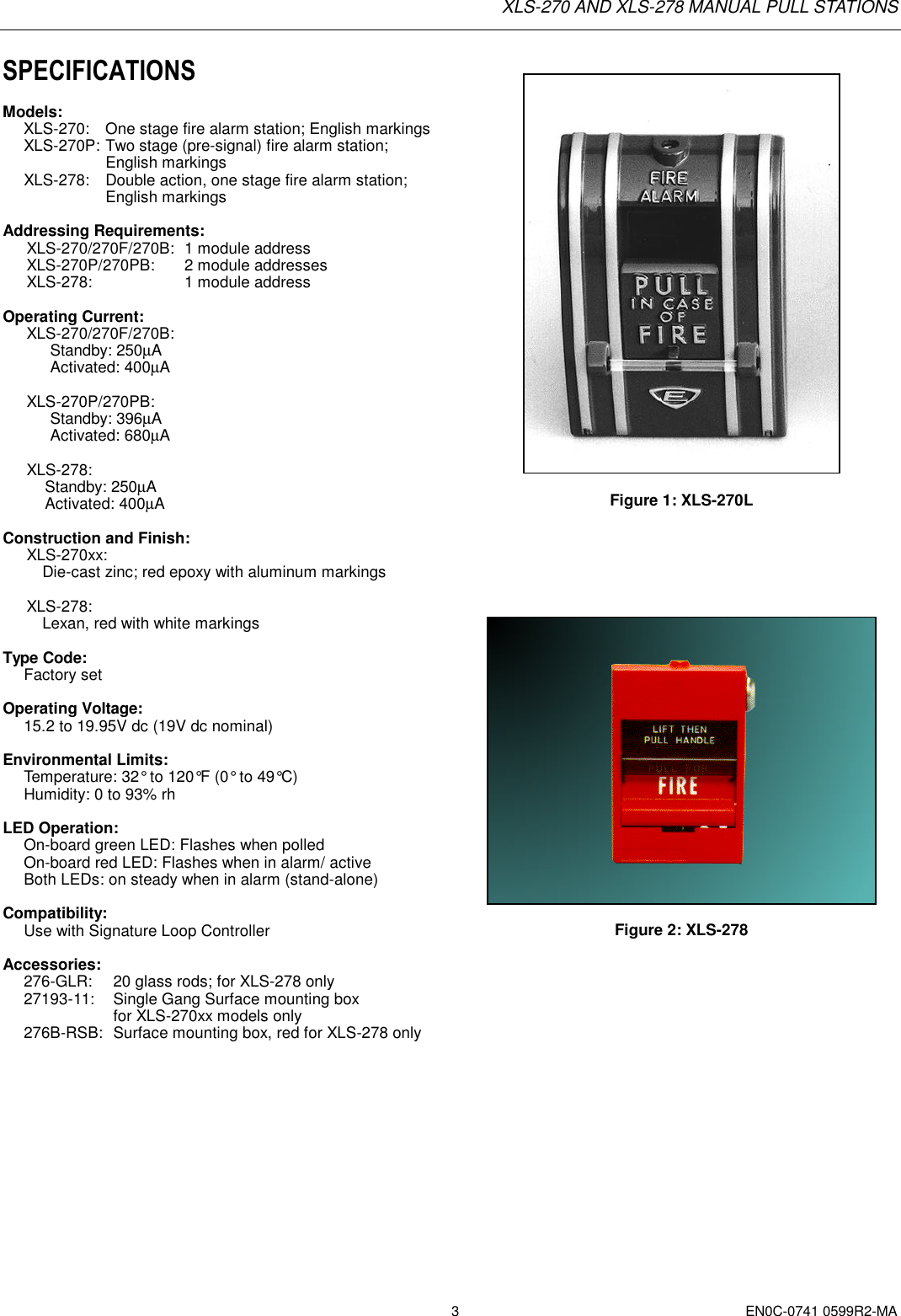 Page 3 of 4 - Honeywell Honeywell-Honeywell-Water-Heater-Xls-278-Users-Manual- 0741- XLS-278 And XLS-270 Manual Pull Stations  Honeywell-honeywell-water-heater-xls-278-users-manual