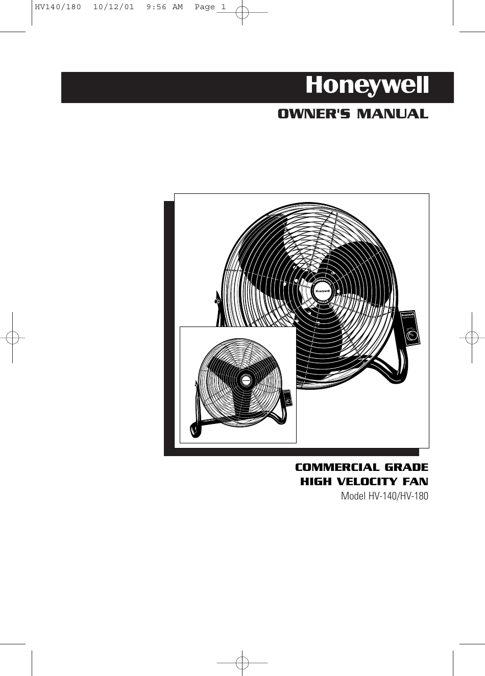 Honeywell Hv140 Users Manual 035 02397 000EFS HV140/180 Commercial