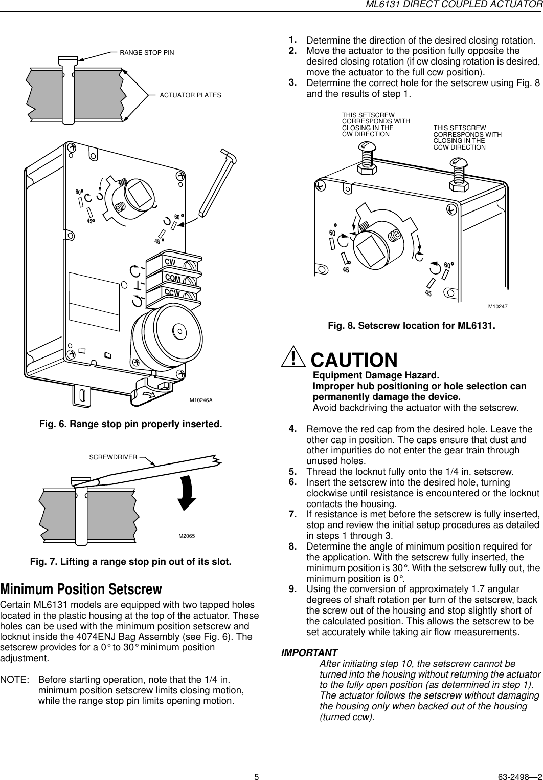 Page 5 of 8 - Honeywell Honeywell-Ml6131-Users-Manual- 63-2498, ML6131 DIRECT COUPLED ACTUATOR  Honeywell-ml6131-users-manual