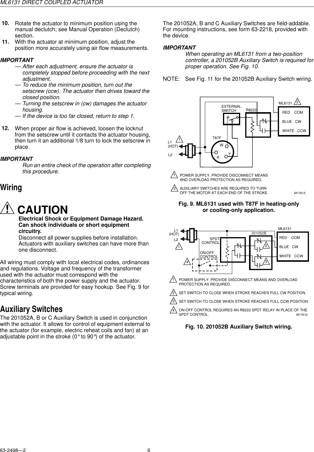 Page 6 of 8 - Honeywell Honeywell-Ml6131-Users-Manual- 63-2498, ML6131 DIRECT COUPLED ACTUATOR  Honeywell-ml6131-users-manual