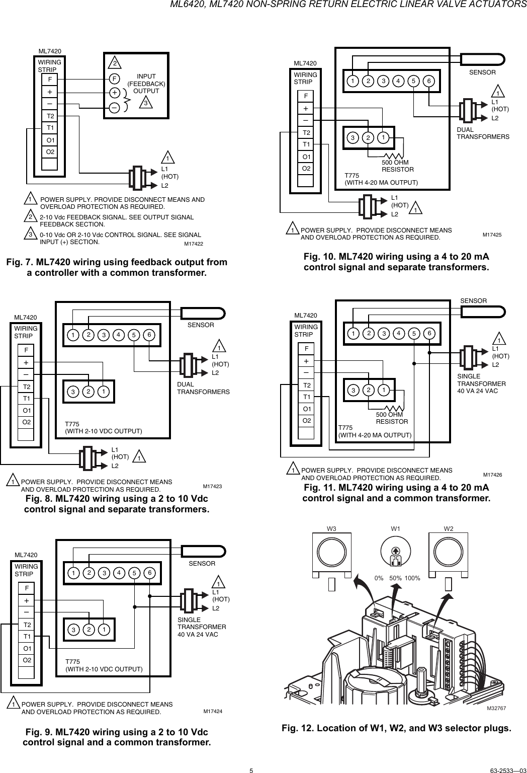 Page 5 of 8 - Honeywell Honeywell-Ml6420-Users-Manual- 63-2533—03 - ML6420, ML7420 Non-Spring Return Electric Linear Valve Actuators  Honeywell-ml6420-users-manual