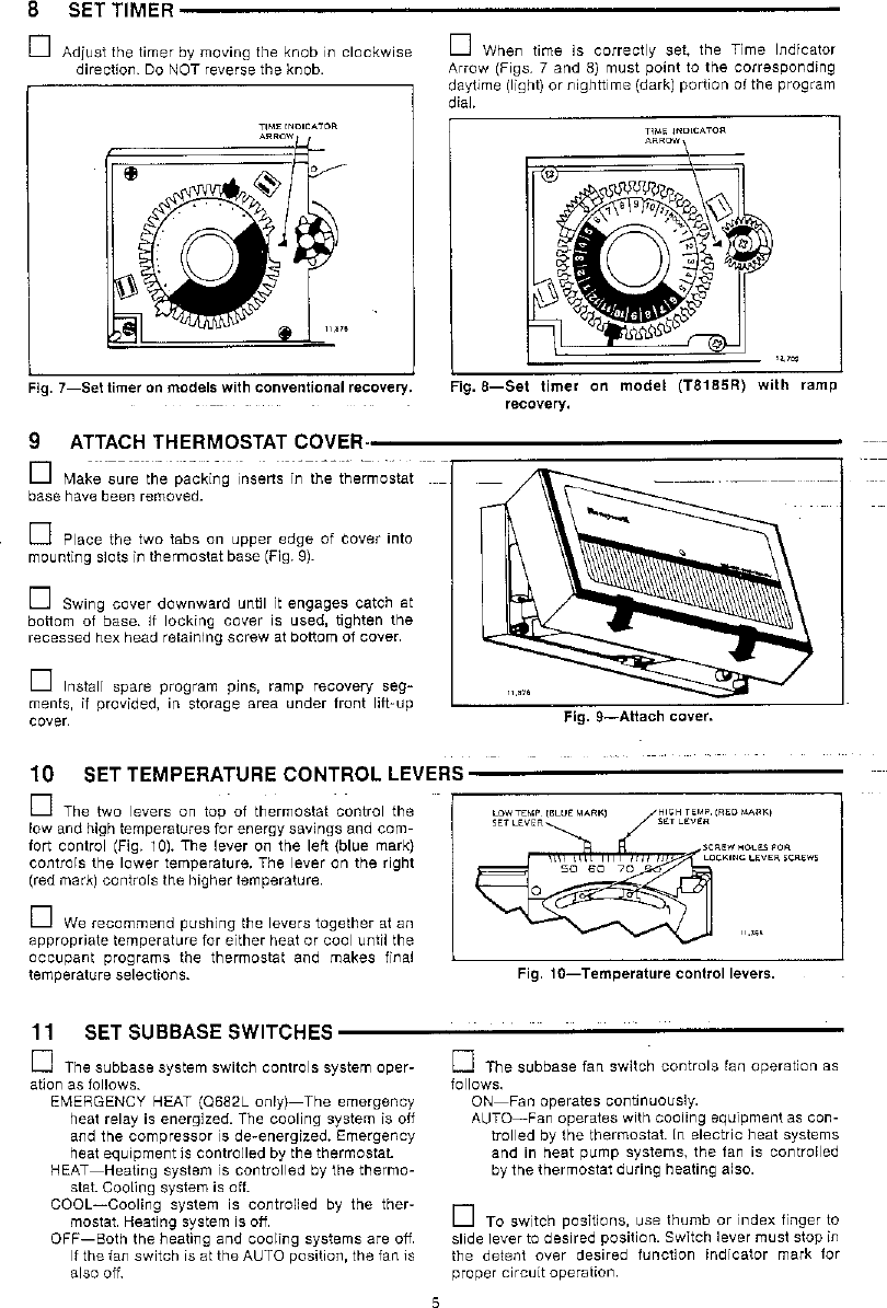 Page 5 of 8 - Honeywell Honeywell-Q682C-Users-Manual- 69-0258 - T8085D/Q682B,C, T8185/Q682B,C,L, Y8185, Y8024, HEATING AND HEATING/COOLING  Honeywell-q682c-users-manual