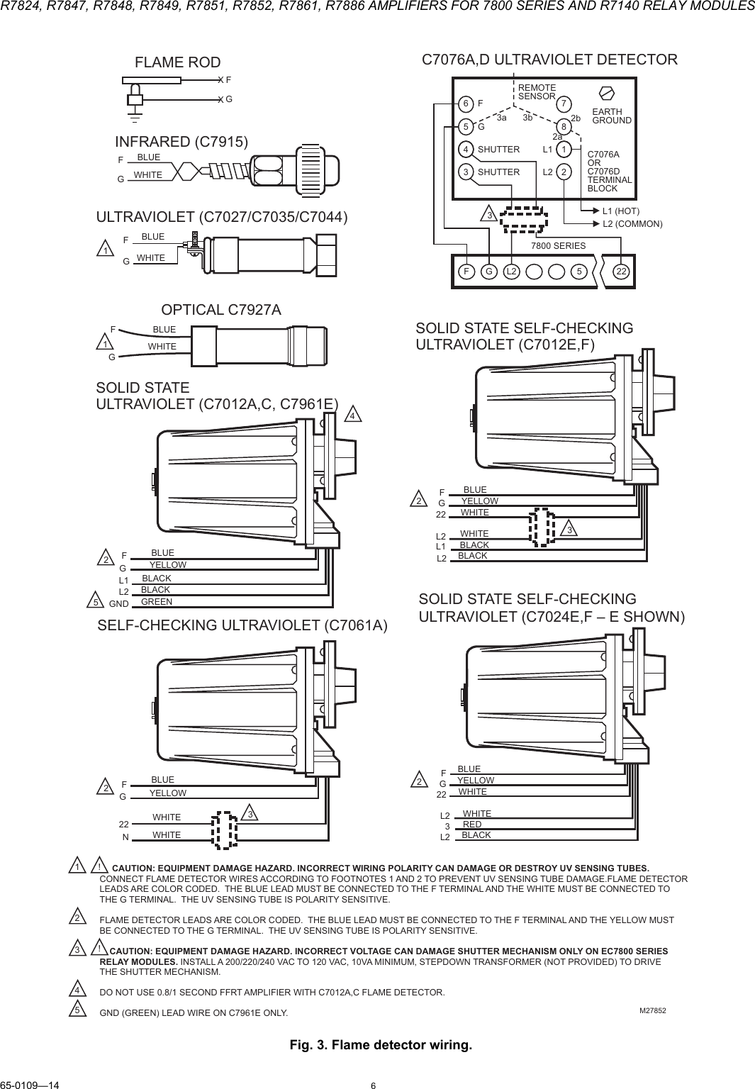 Page 6 of 8 - Honeywell Honeywell-R7824-Users-Manual- 65-0109—14 - R7824, R7847, R7848, R7849, R7851, R7852, R7861, R7886 Amplifiers For 7800 SERIES And R7140 Relay Modules  Honeywell-r7824-users-manual