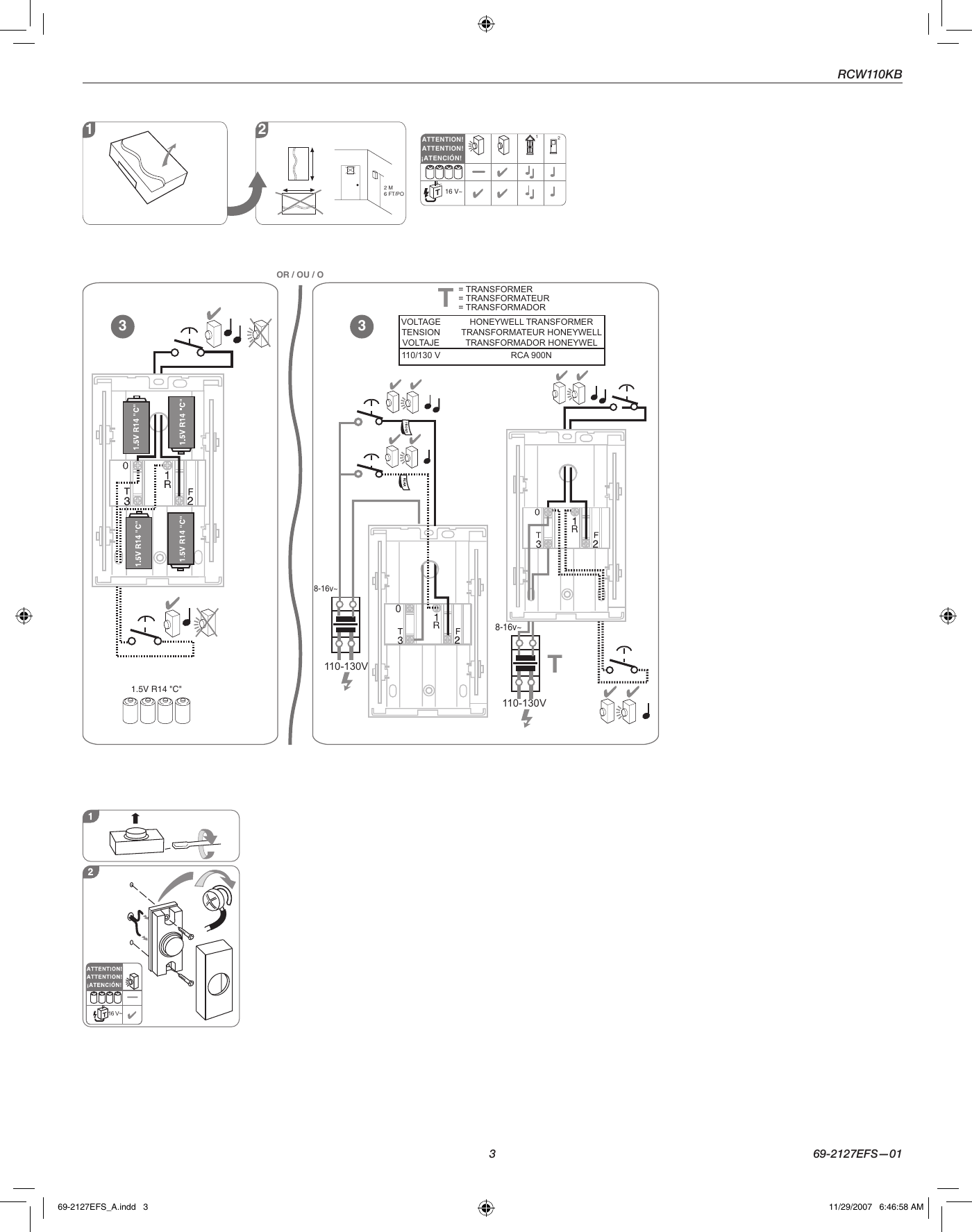 Page 3 of 4 - Honeywell Honeywell-Rcw110-Installation-Information- 69-2127EFS-01 - RCW110KB Honeywell-rcw110-installation-information