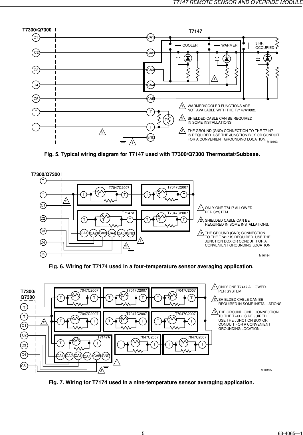 Page 5 of 8 - Honeywell Honeywell-Remote-Sensor-T7147-Users-Manual- T7147 Remote Sensor And Override Module Honeywell-remote-sensor-t7147-users-manual