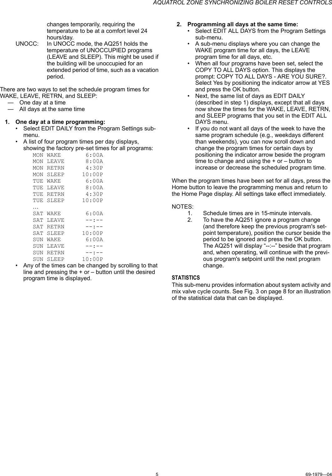 Page 5 of 8 - Honeywell Honeywell-Reset-Controls-Aq251-Users-Manual- 69-1979—04 - AQ251 AQUATROL Zone Synchronizing Boiler Reset Controls  Honeywell-reset-controls-aq251-users-manual