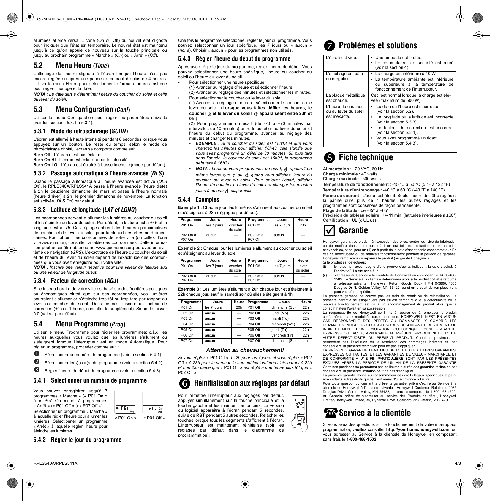 Page 4 of 8 - Honeywell Honeywell-Rpls540A-Users-Manual- 69-2454EFS-01_400-070-004-A (TI070_RPLS540A) USA  Honeywell-rpls540a-users-manual