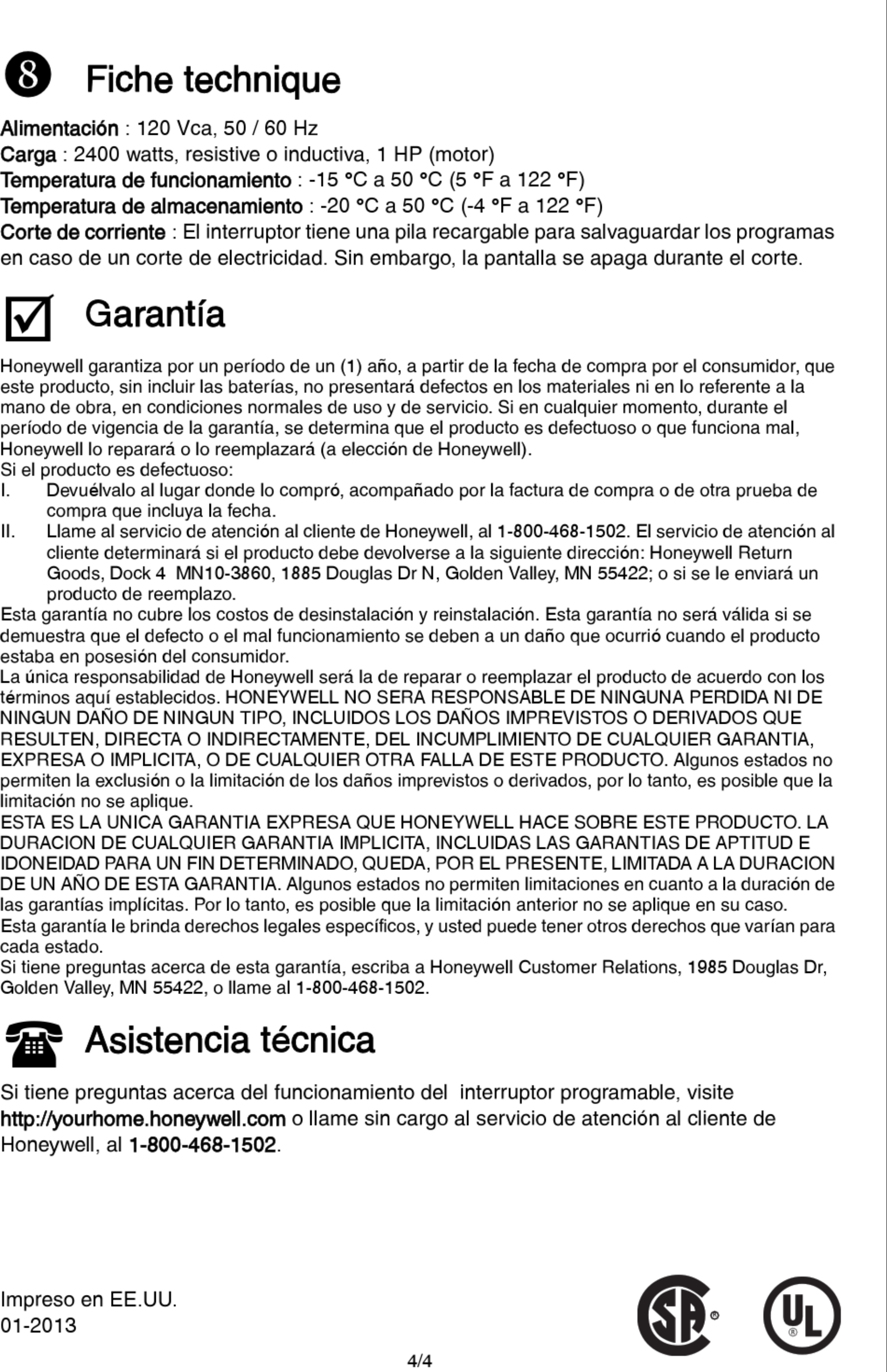 Page 12 of 12 - Honeywell Honeywell-Rpls730B-Installation-And-User-Manual-1003270 User Manual