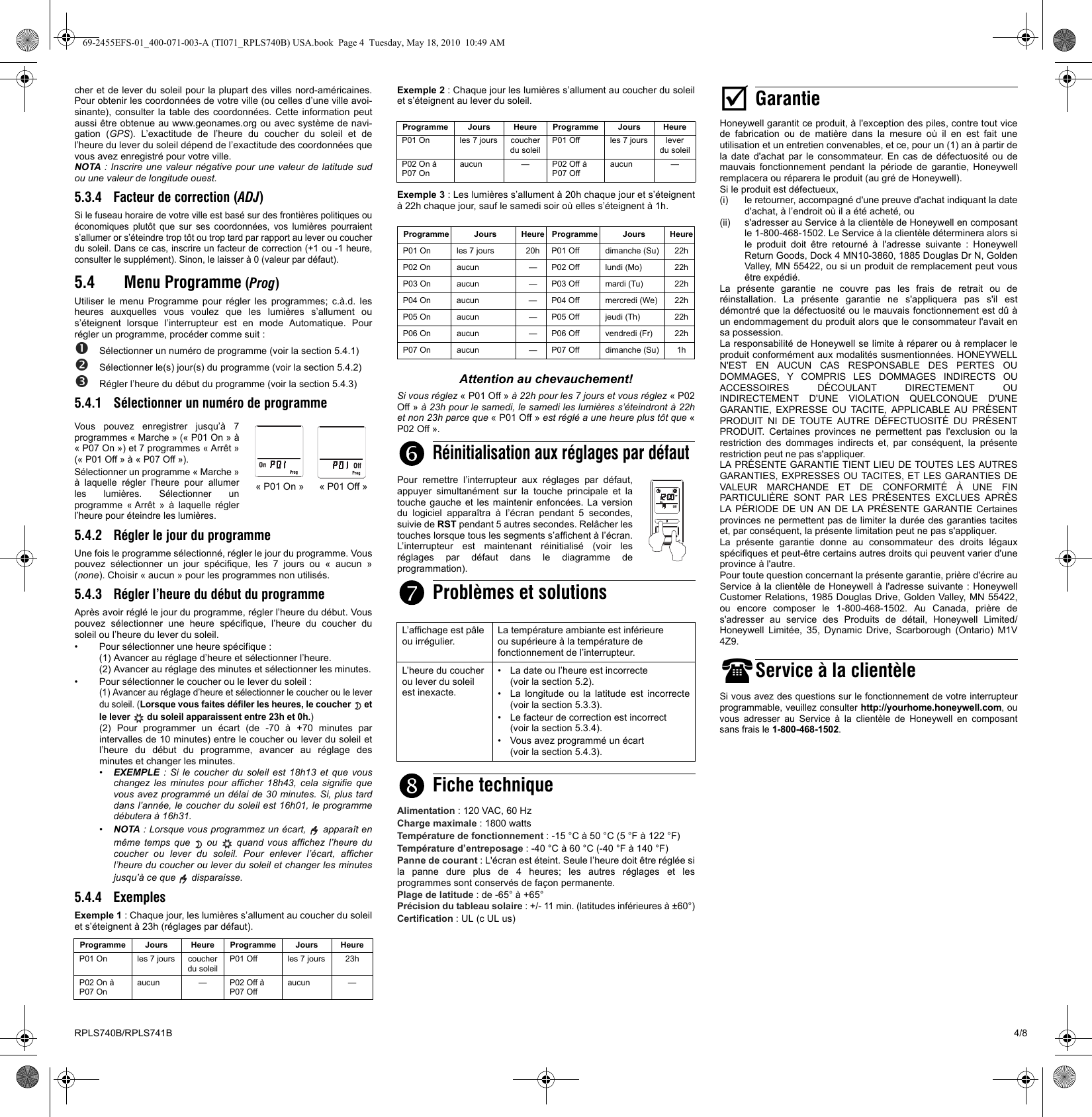 Page 4 of 8 - Honeywell Honeywell-Rpls740B-Users-Manual- 69-2455EFS-01_400-071-003-A (TI071_RPLS740B) USA  Honeywell-rpls740b-users-manual