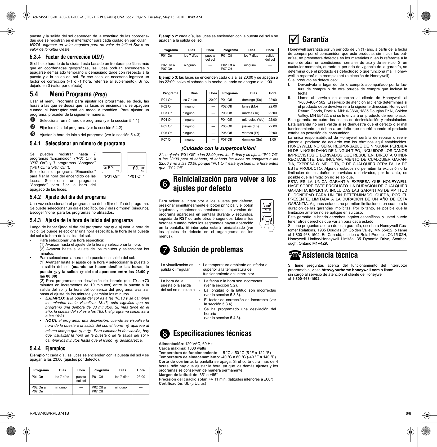 Page 6 of 8 - Honeywell Honeywell-Rpls740B-Users-Manual- 69-2455EFS-01_400-071-003-A (TI071_RPLS740B) USA  Honeywell-rpls740b-users-manual