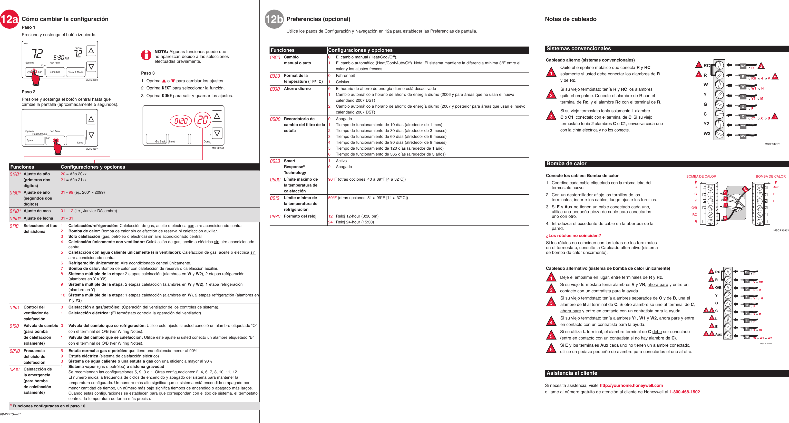 Page 2 of 2 - Honeywell Honeywell-Rth7600-Quick-Start-Manual- 69-2721S-01 - Serie RTH7600  Honeywell-rth7600-quick-start-manual