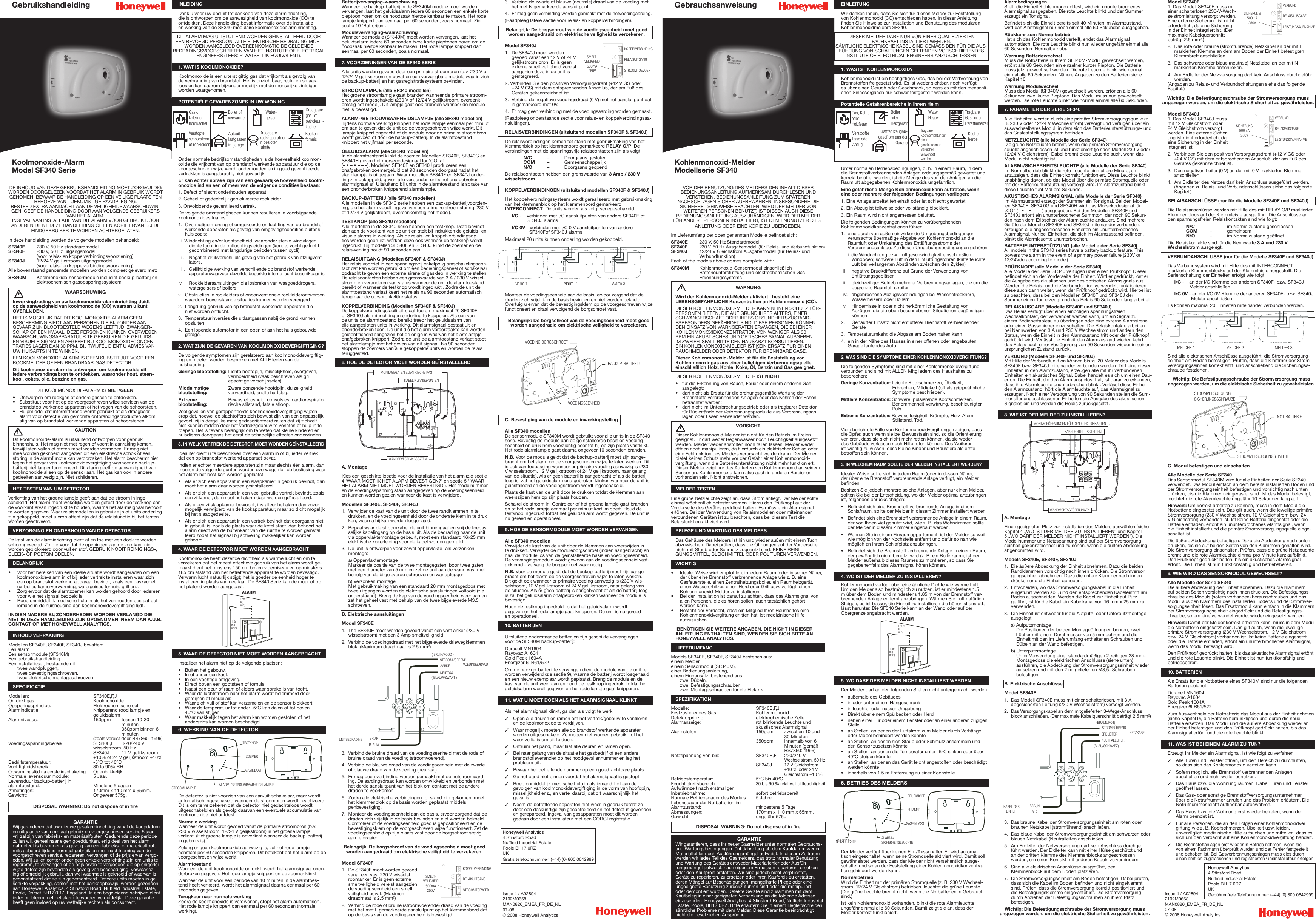 Page 2 of 2 - Honeywell Honeywell-Sf340-Users-Manual-  Honeywell-sf340-users-manual