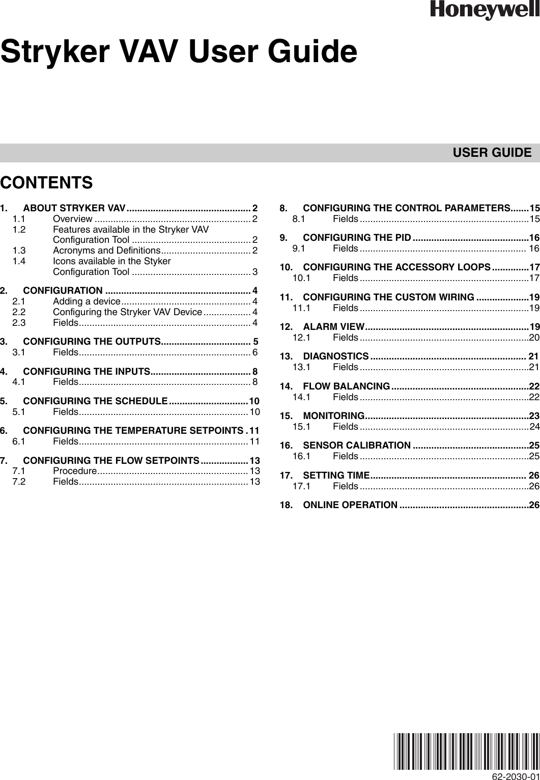 Honeywell Stryker Vav 62 2030 01 Users Manual User Guide