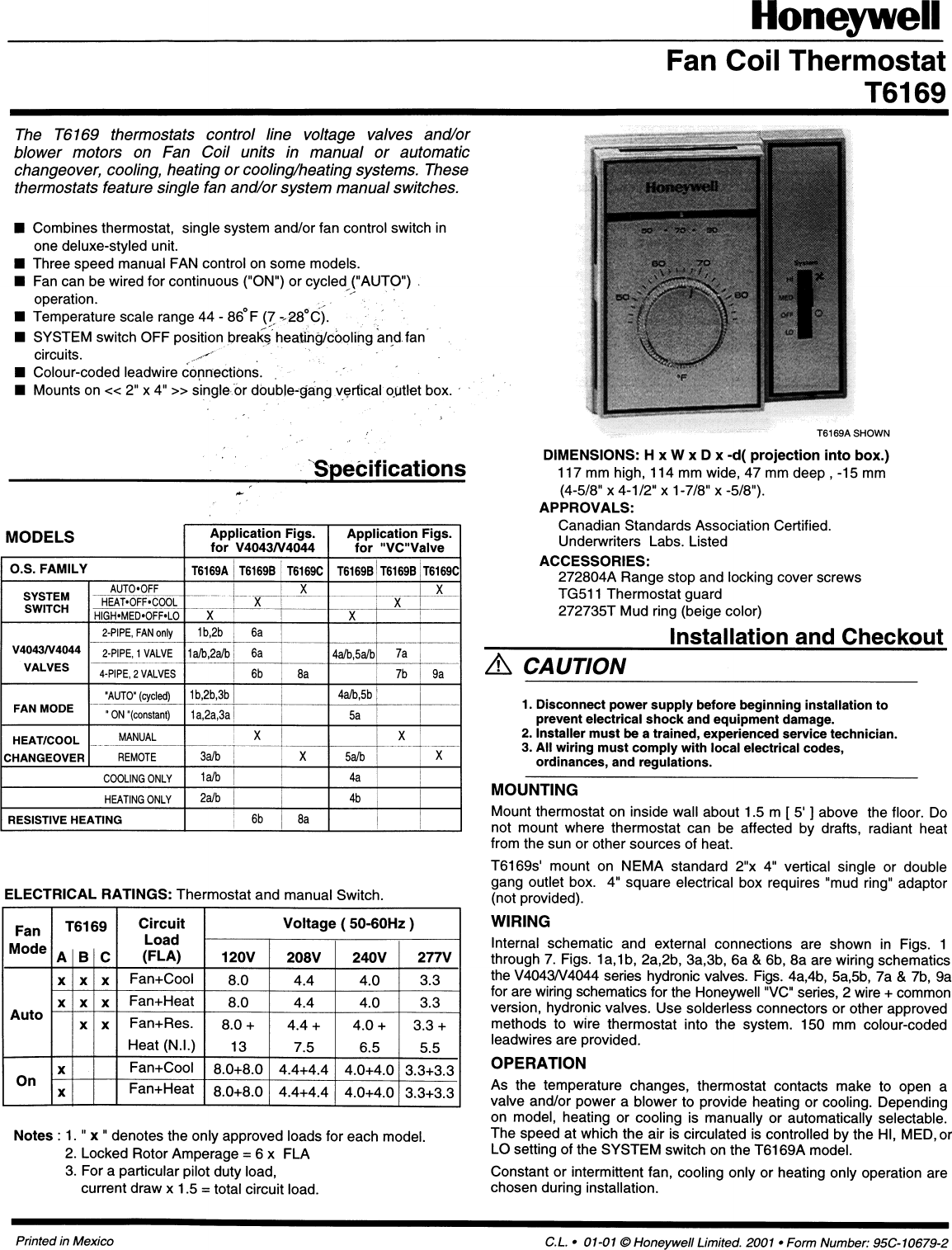 Page 1 of 4 - Honeywell Honeywell-T6169-Users-Manual-  Honeywell-t6169-users-manual