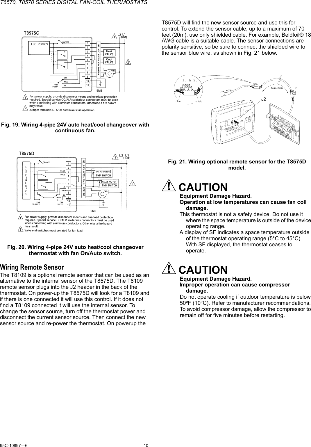 Page 10 of 12 - Honeywell Honeywell-T6570-Users-Manual- 95C-10897 T6570, T8570 Series Digital Fan-Coil Thermostats  Honeywell-t6570-users-manual