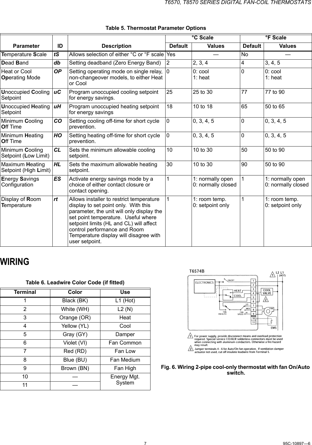 Page 7 of 12 - Honeywell Honeywell-T6570-Users-Manual- 95C-10897 T6570, T8570 Series Digital Fan-Coil Thermostats  Honeywell-t6570-users-manual