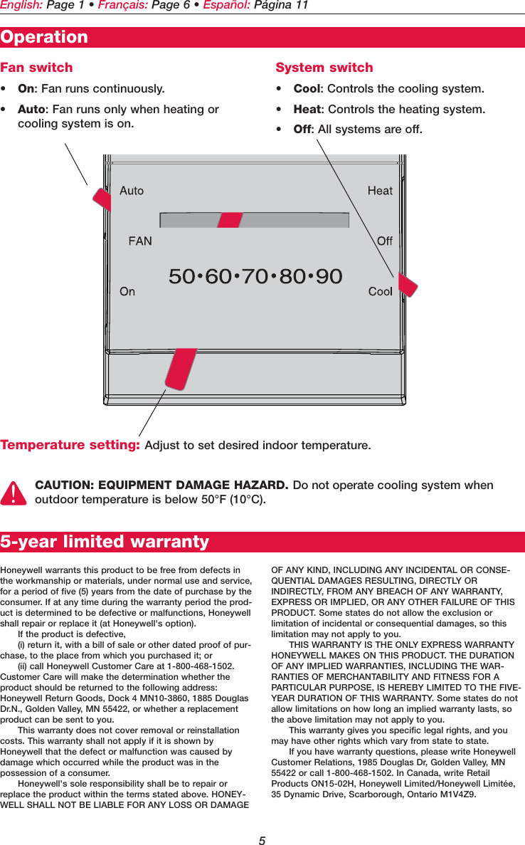 Page 5 of 12 - Honeywell Honeywell-T8034-Owners-Manual-  Honeywell-t8034-owners-manual