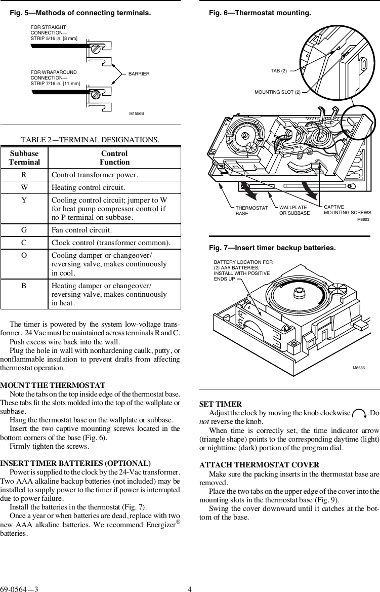 Honeywell T8195B Users Manual 69 0564 T8195B/Q682B,C, Y8224A Heating Or ...