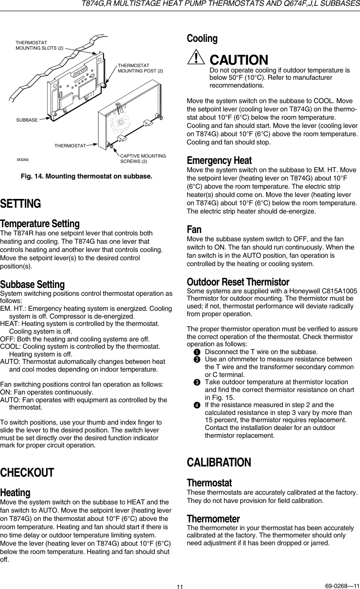 Honeywell T874G Users Manual 69 0268 T874G,R Multistage Heat Pump ...