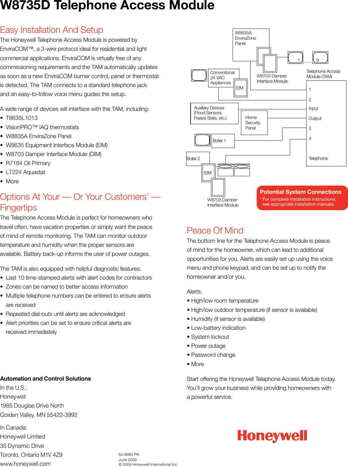 Page 2 of 2 - Honeywell Honeywell-Telephone-Access-Module-W8735D-Users-Manual-  Honeywell-telephone-access-module-w8735d-users-manual